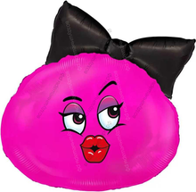 Мадам с бантом розовая, шарик с гелием, 58 см